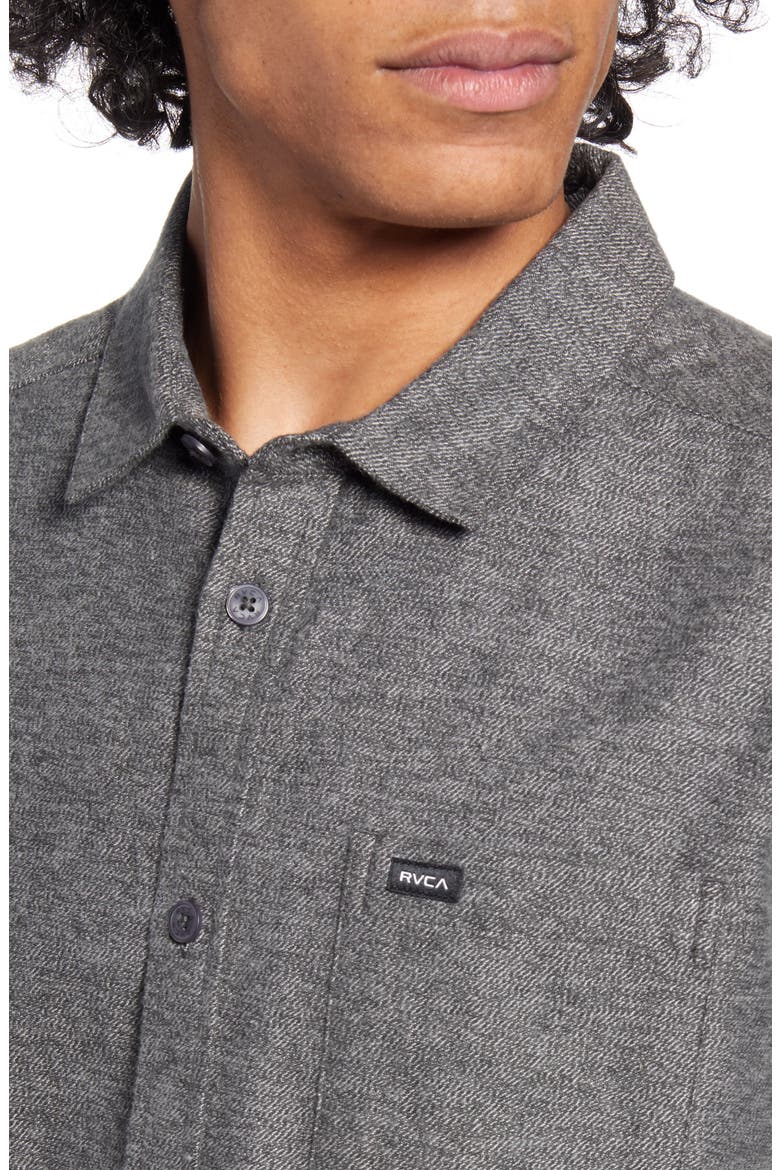 Sand Button-Up Flannel Shirt, Alternate, color, BLACK