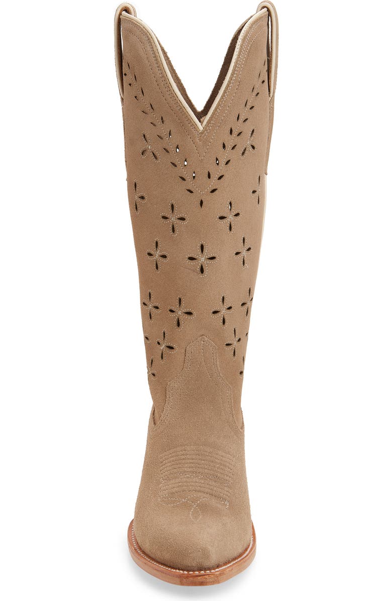 Tecovas The Annie Eyelet Suede Western Boot, Alternate, color, Taupe