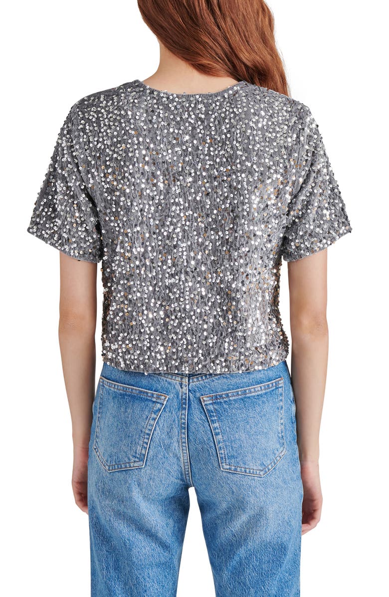Steve Madden Cressa Sequin T-Shirt, Alternate, color, Grey