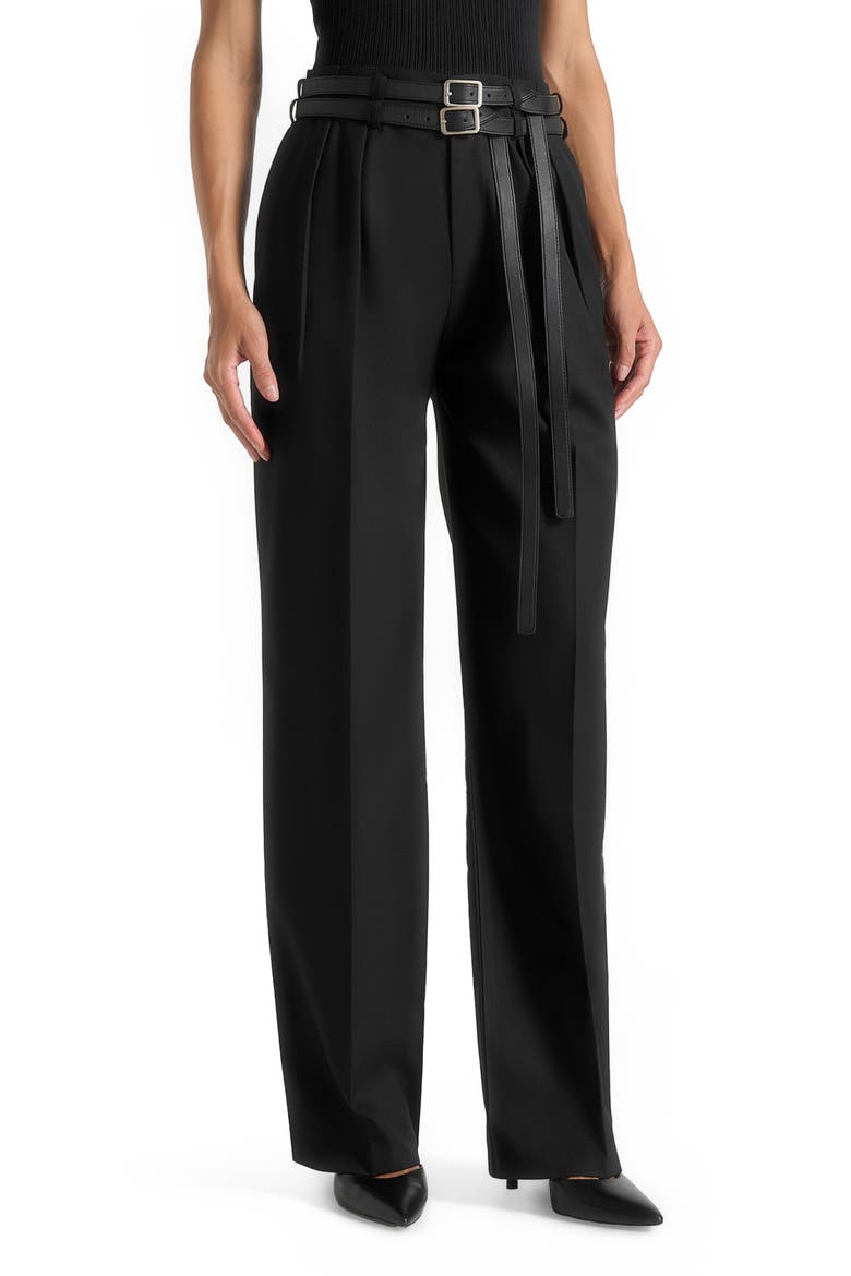 Pascale Tailored Twin Belt Trousers, Alternate, color, Black