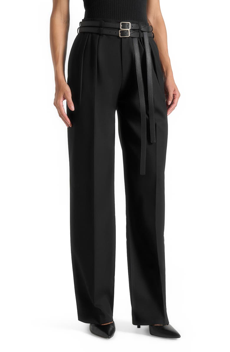 Manière De Voir Pascale Tailored Twin Belt Trousers, Alternate, color, Black