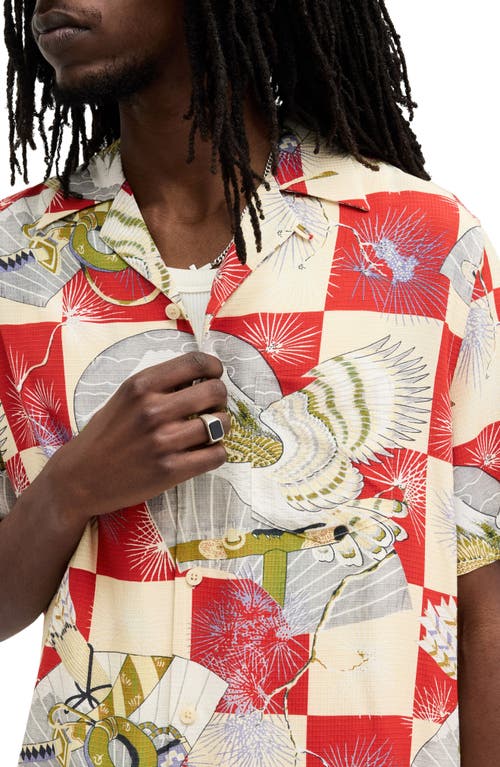 Allsaints Mens Electric Red Sebastian Graphic-print Woven Shirt In Electric Red
