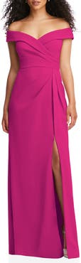 After Six Off the Shoulder Crepe Gown