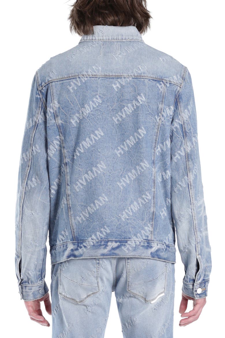 Triangle Denim Logo Trucker Jacket, Alternate, color, ACID REPEAT