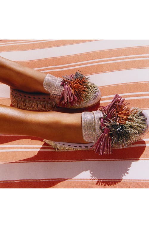 Kurt Geiger London Crytal Embellished Pompom Loafer In Silver Multi