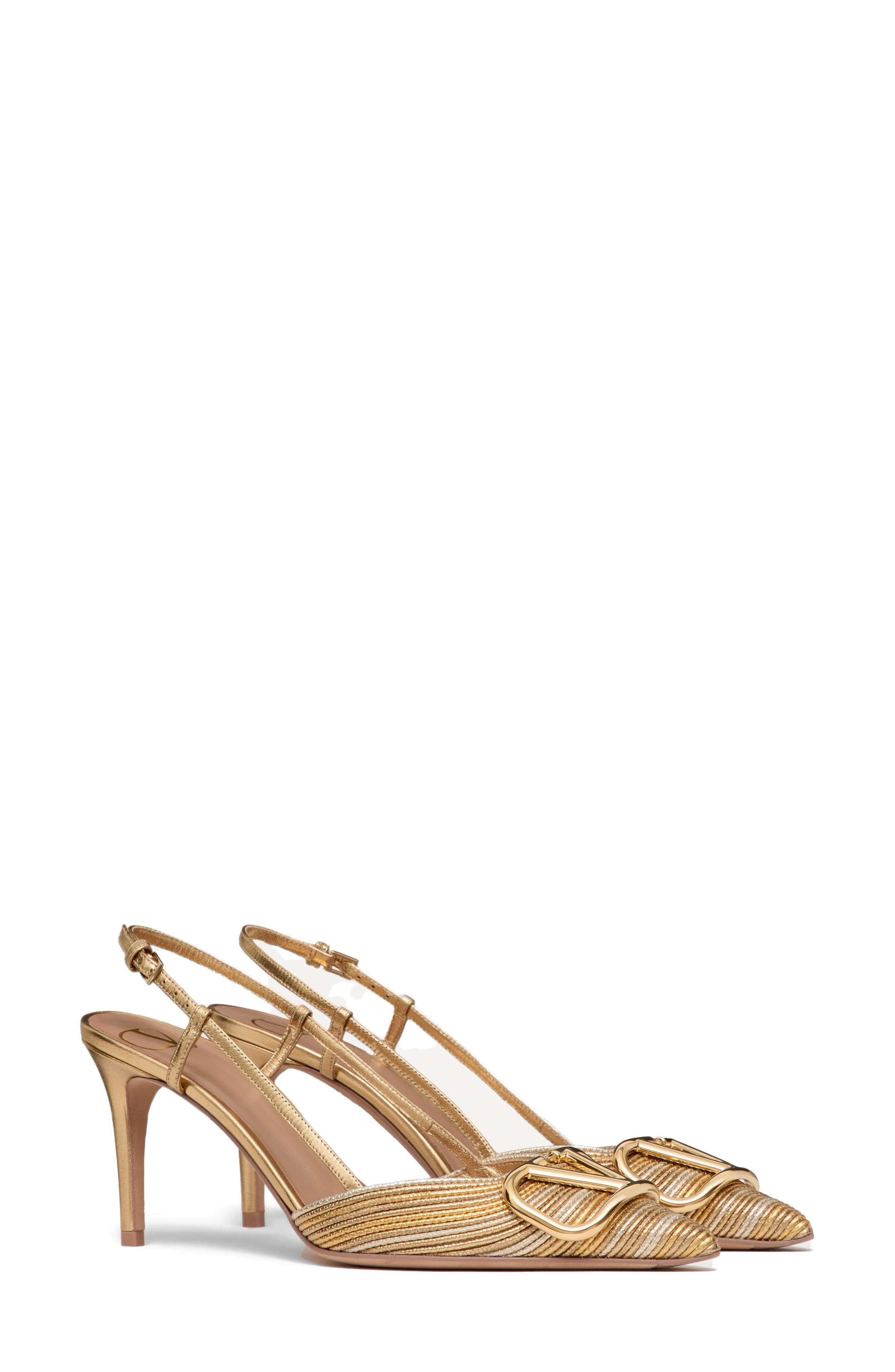 Valentino Garavani VLOGO Signature Metallic Slingback Pump, Main, color, Gold