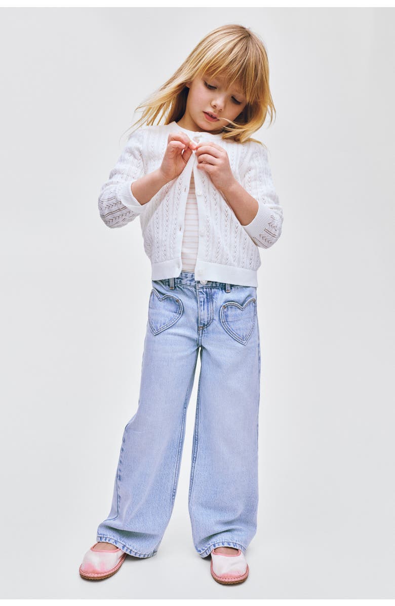 H&M Motif-detail Wide Leg Jeans, Alternate, color, Light Denim Blue