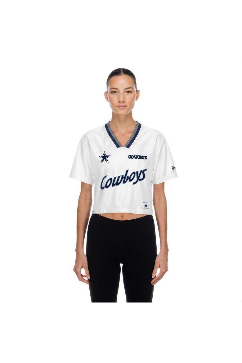 Women's New Era White Dallas Cowboys Sport Classics Boxy Cropped Fashion Jersey, Main, color, White