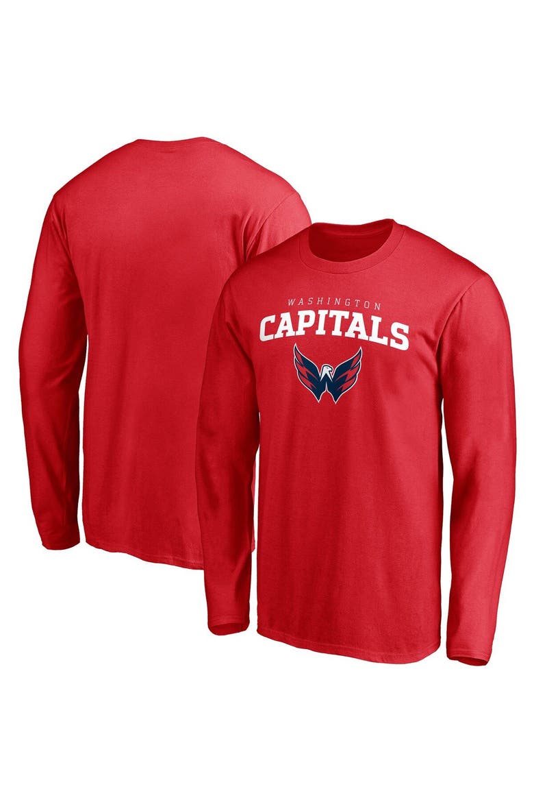 Men's Fanatics Branded Red Washington Capitals Team Logo Lockup Long Sleeve T-Shirt, Alternate, color, Red