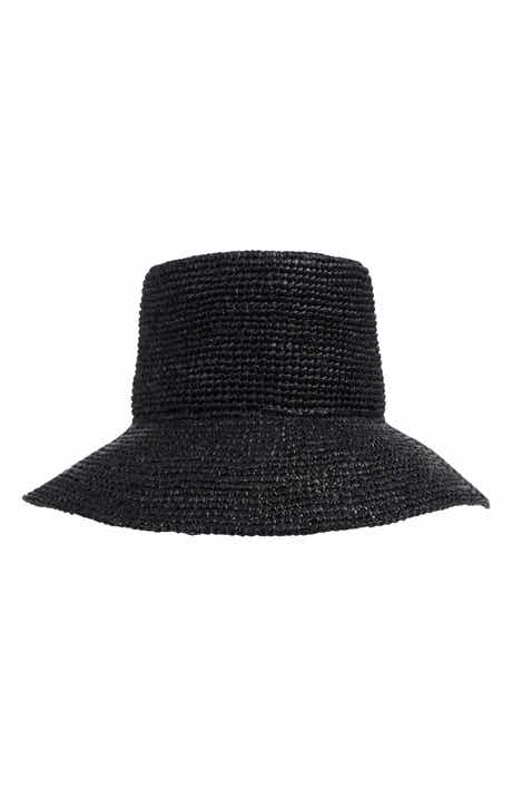 Bruno Magli Crochet Bucket Straw Sun Hat