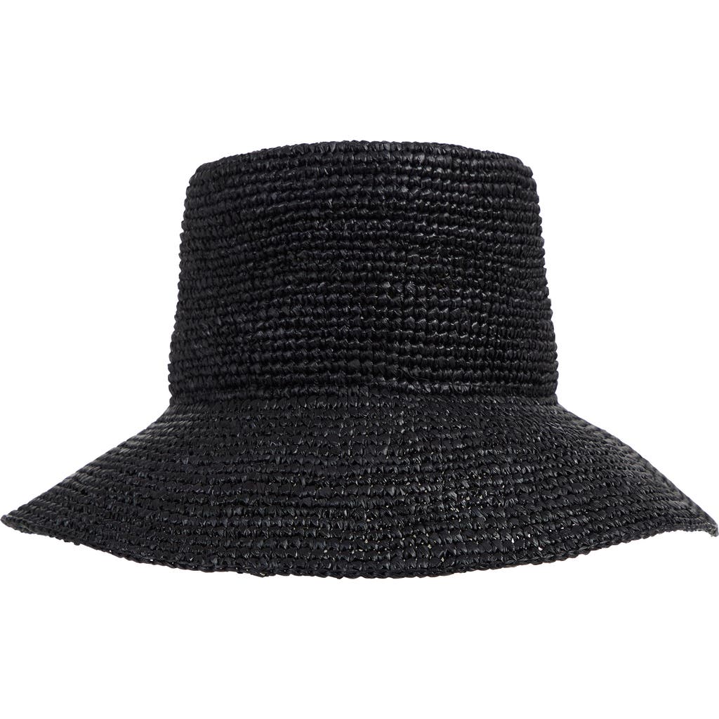Bruno Magli Crochet Bucket Straw Sun Hat in Black at Nordstrom Rack