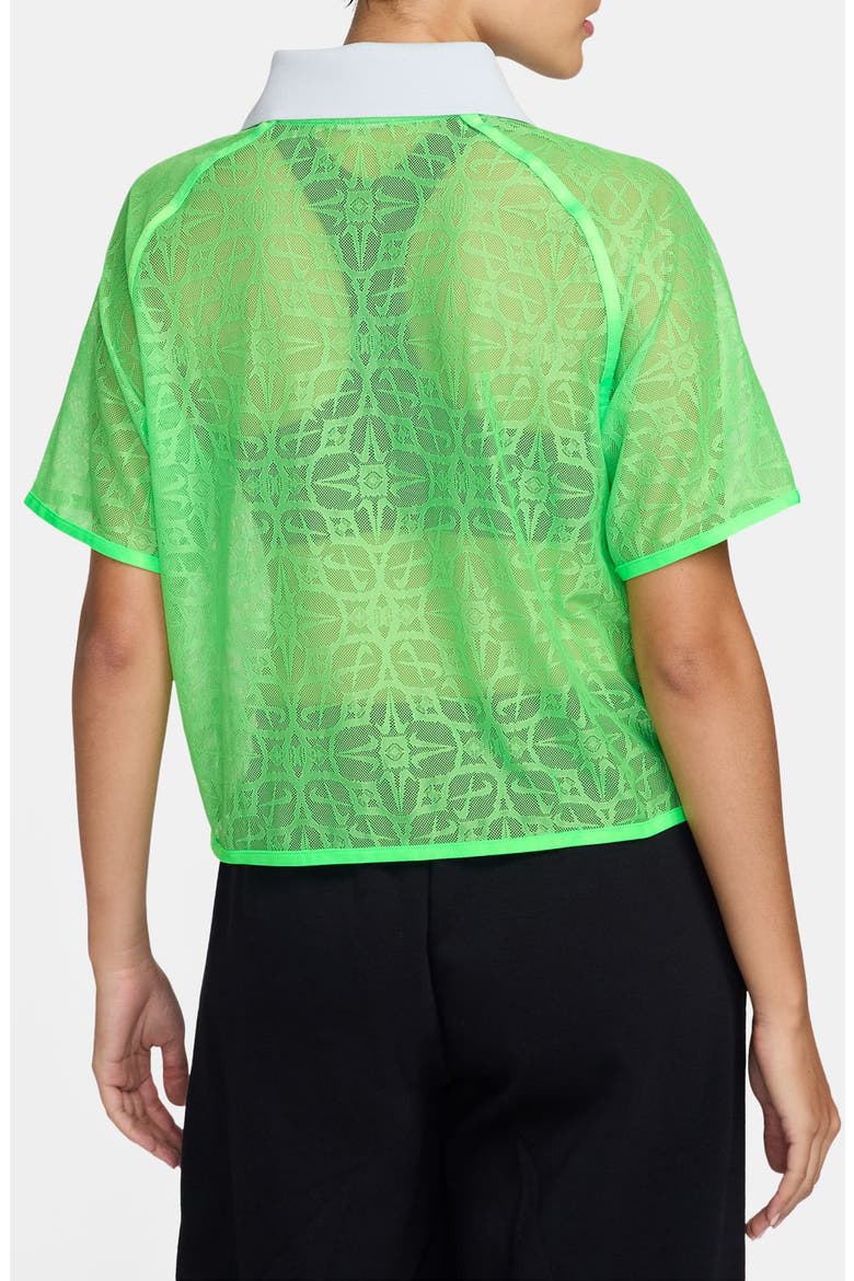 Lace Jersey Crop Polo, Alternate, color, GREEN STRIKE/ PURE PLATINUM