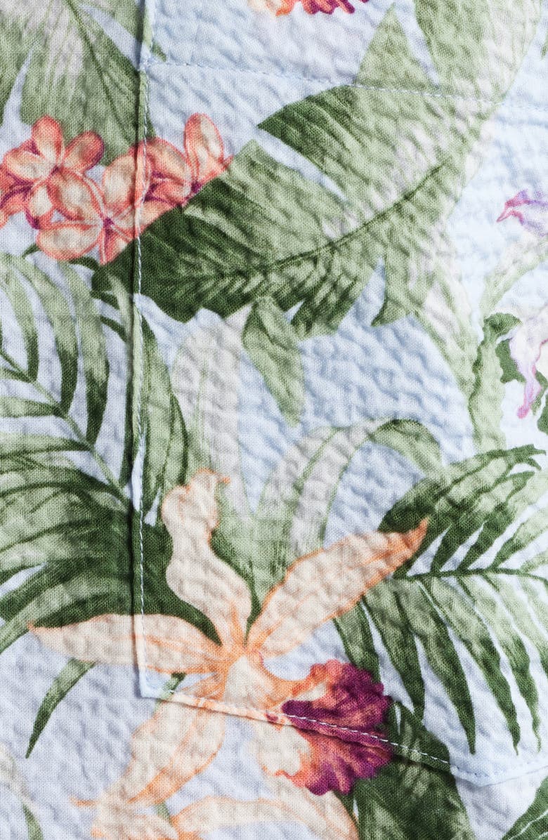 Tommy Bahama Nova Wave Blue Sky Vines Short Sleeve Seersucker Button-Up Shirt, Alternate, color, Dew Drop
