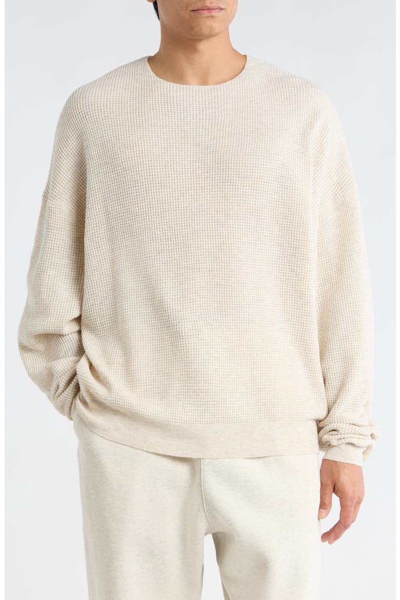 '90s Waffle Knit Sweater, Main, color, OATMEAL HEATHER/ BLACK