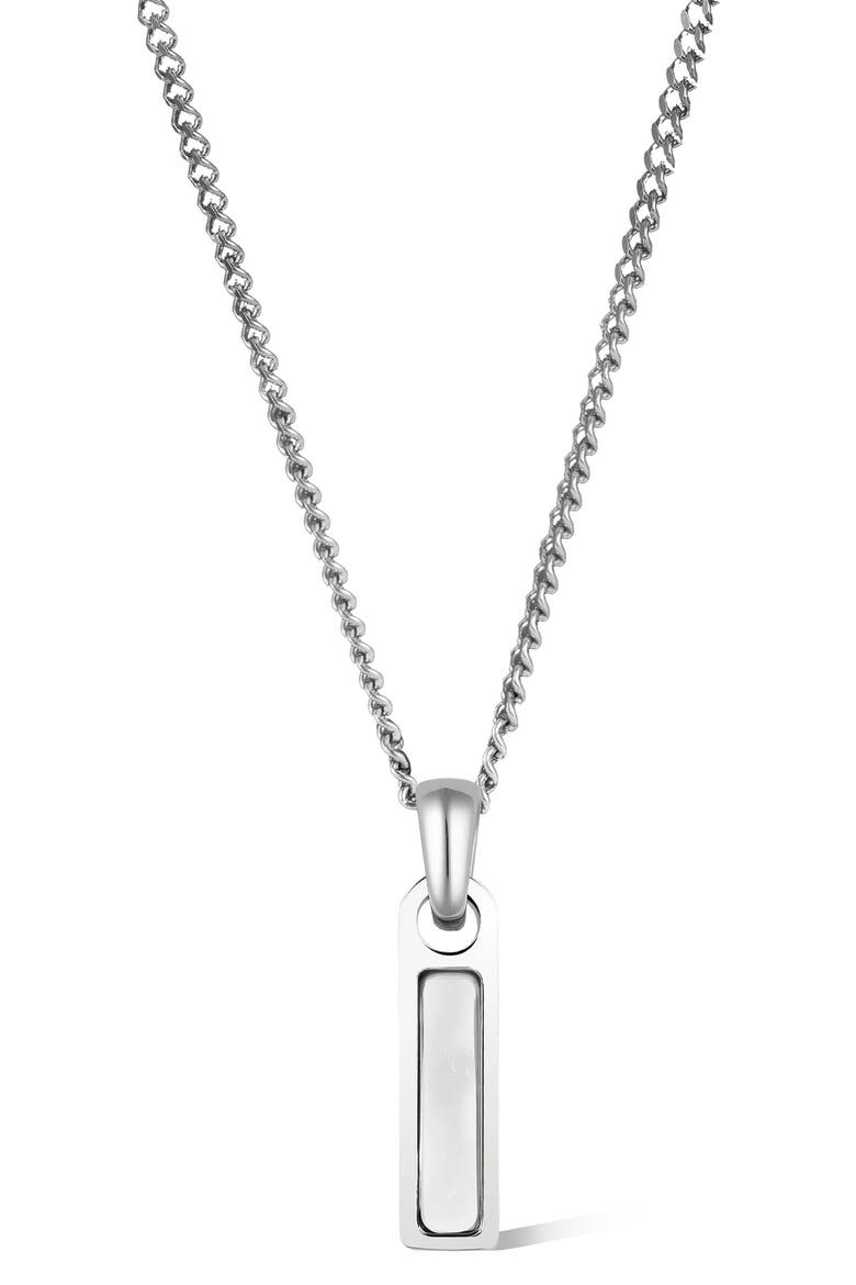 Men's Birthstone Tag Pendant Necklace, Main, color, SILVER/JUNE/MOONSTONE