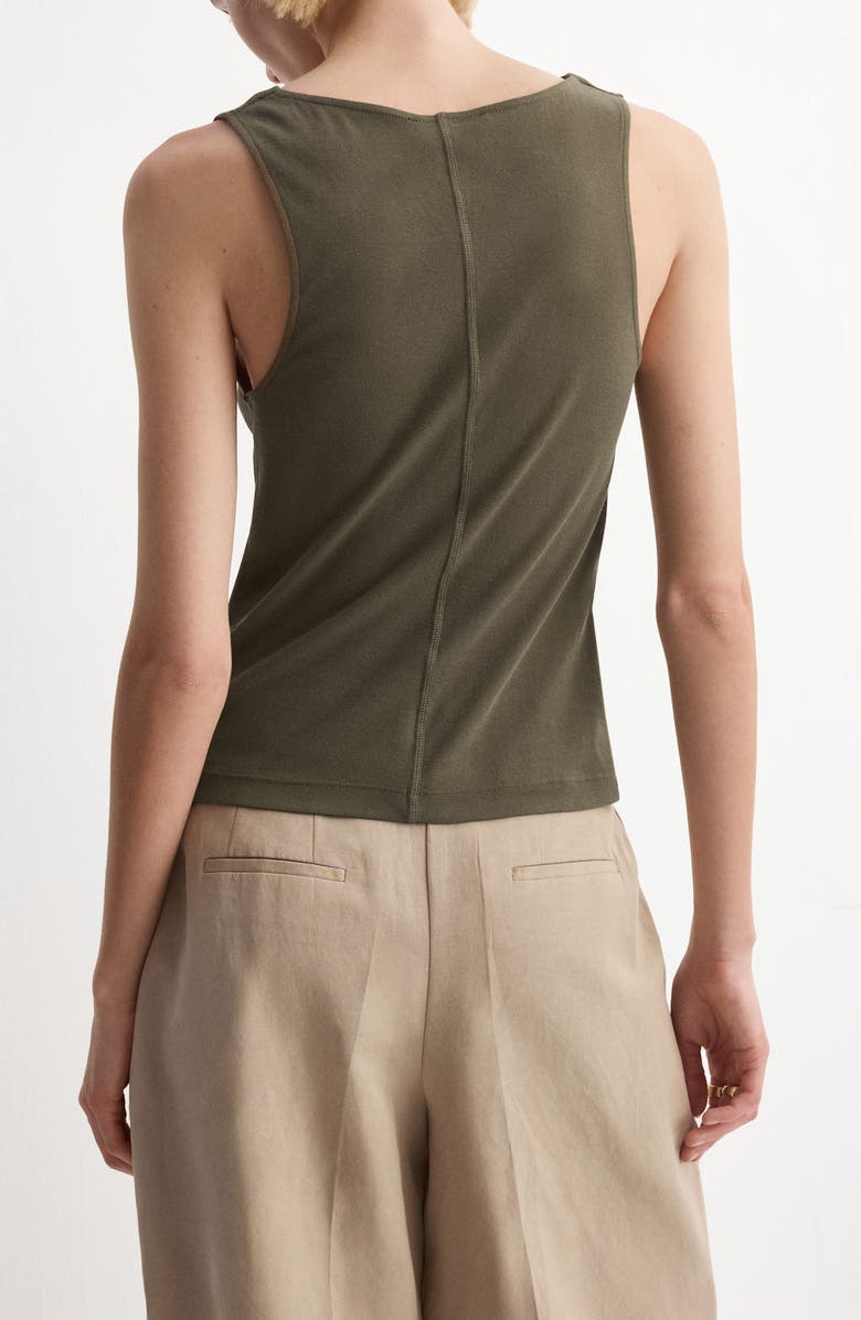 MANGO Fitted Cowl Neck Sleeveless Cotton Top, Alternate, color, Khaki Green