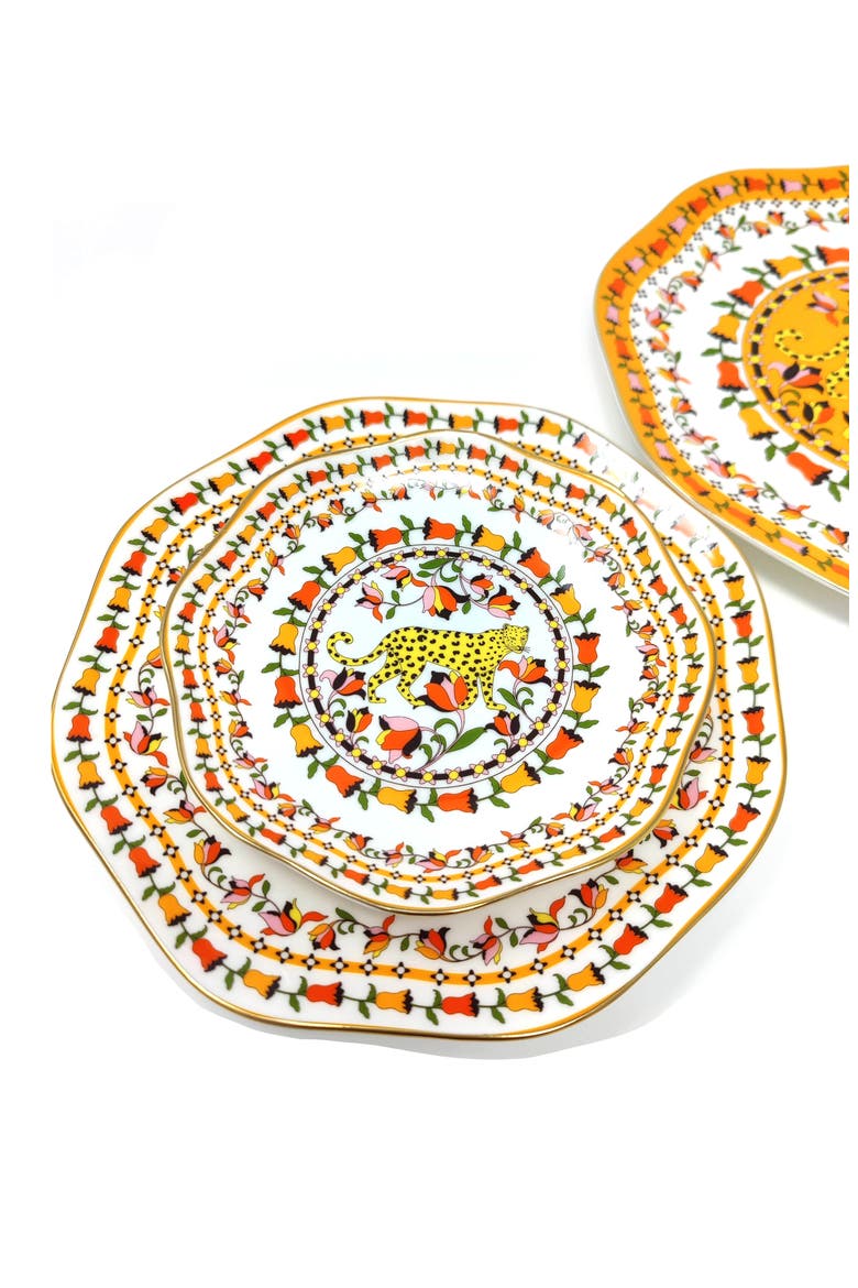Tropical Love Bone China Plates, Set Of Three, Alternate, color, Blue