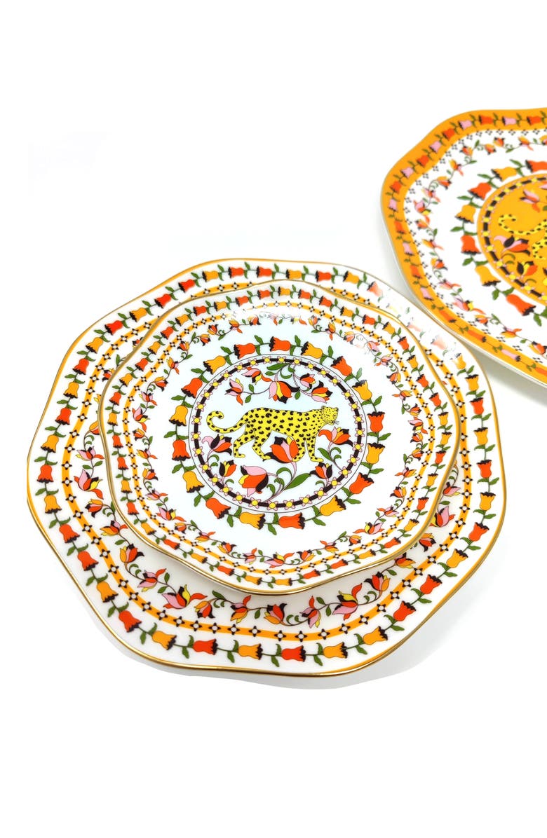 Jessie Zhao New York Tropical Love Bone China Plates, Set Of Three, Alternate, color, Blue