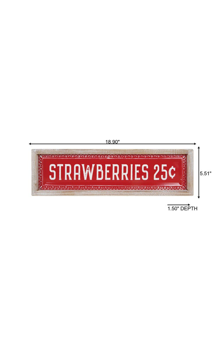Transpac Metal and Wood Embossed Strawberry Sign Red and Brown for Spring Wall and Entryway Decor, Alternate, color, Multicolored