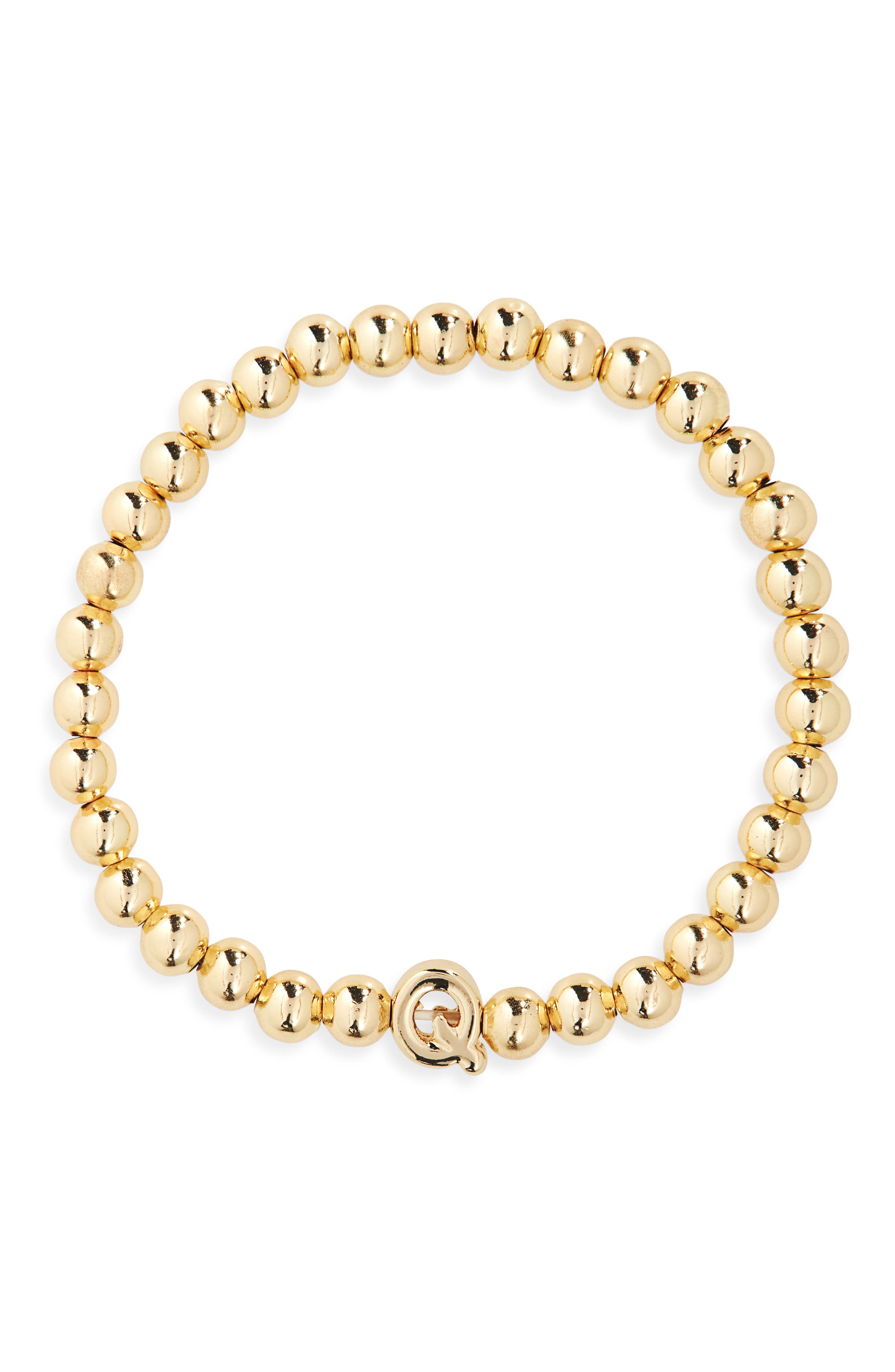 BaubleBar Pisa Initial Beaded Stretch Bracelet