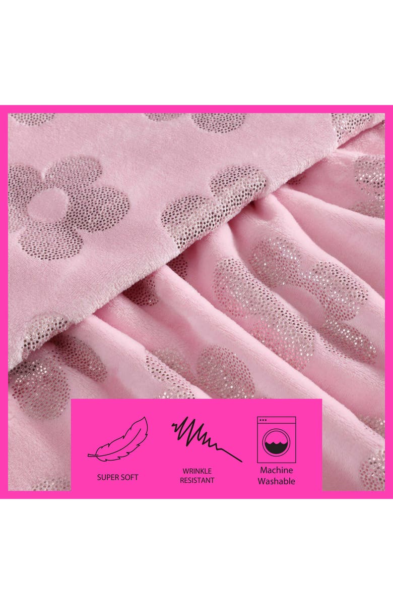 Betsey Johnson Retro Daisy Plush Flannel Fleece Throw Blanket, Alternate, color, 