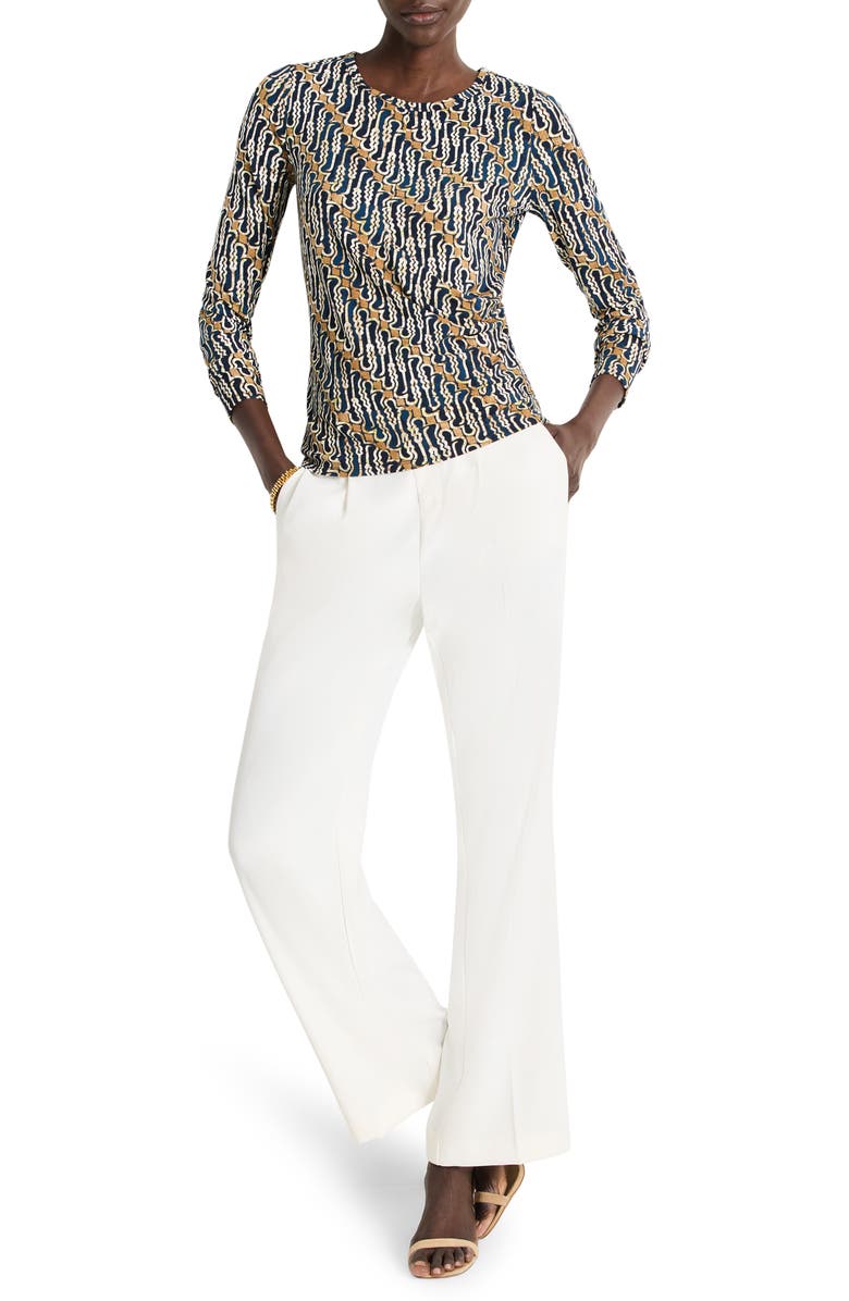 NIC+ZOE Batik Print Drape Jersey Top, Alternate, color, Neutral Multi