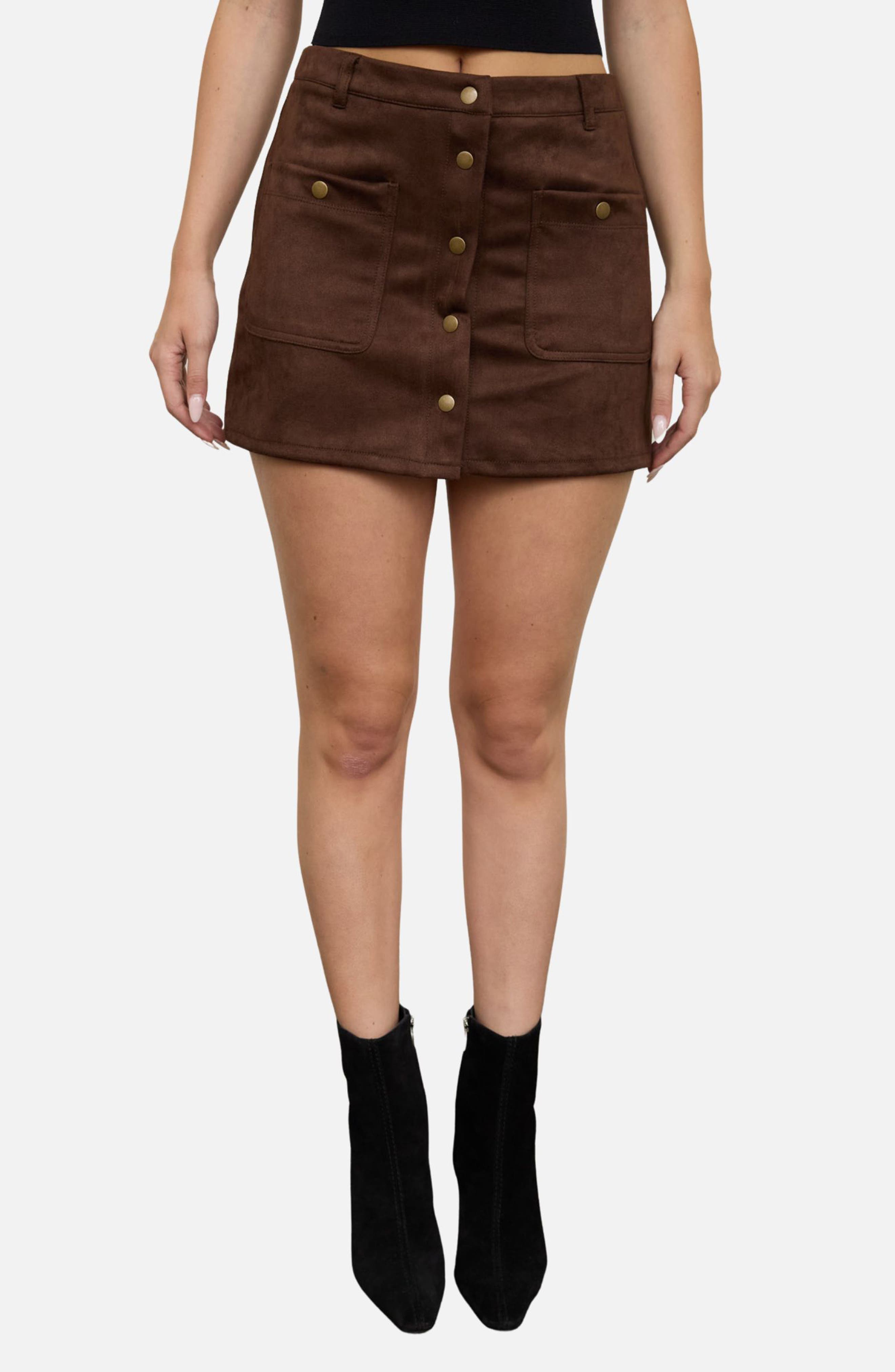 Button Front Midi Skirt