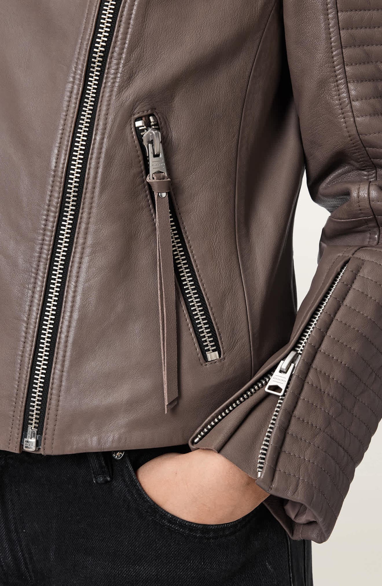 AllSaints Raul Leather Biker Jacket (Women) | Nordstrom