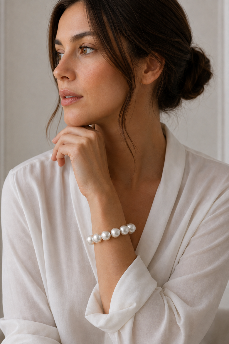 12-13mm White South Sea White Pearl Bracelet - Premier AAAA Quality, Alternate, color, Yellow Gold Clasp
