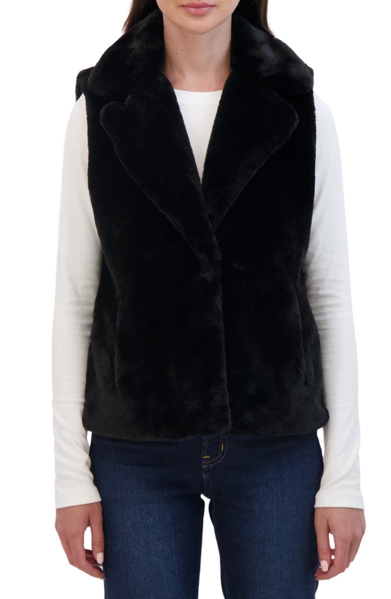 Sebby Faux Fur Vest, Main, color, Black