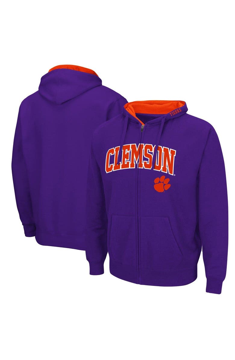 COLOSSEUM Men's Colosseum Purple Clemson Tigers Arch & Logo 3.0 Full-Zip Hoodie, Main, color, Purple
