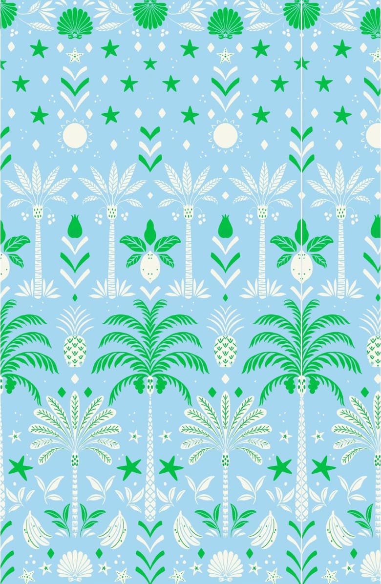 The Cat's Pajamas Pima Knit Short Sleeved Simple Set Conversational, Alternate, color, Tropicana Palm