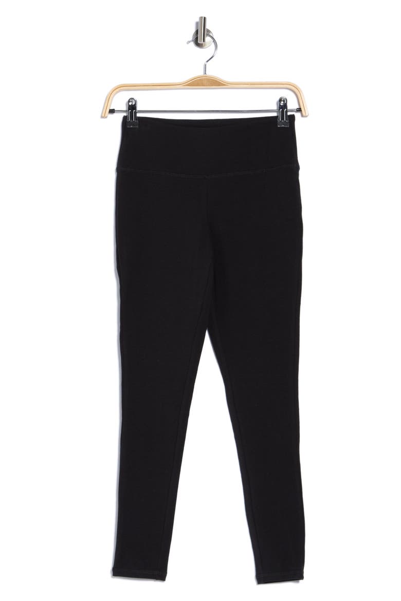 Cotton Blend High Waist Ankle Leggings, Main, color, BLACK