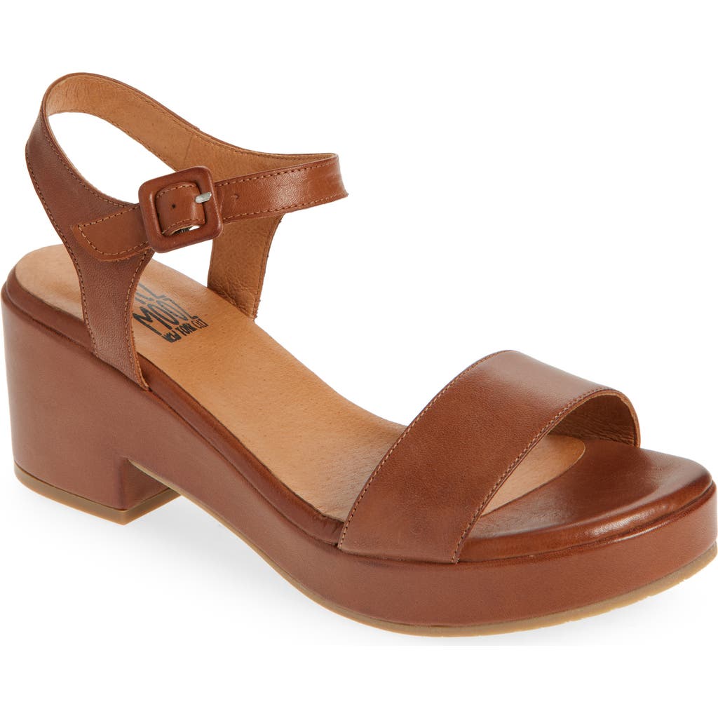Miz Mooz Gillie Block Heel Platform Sandal In Brandy