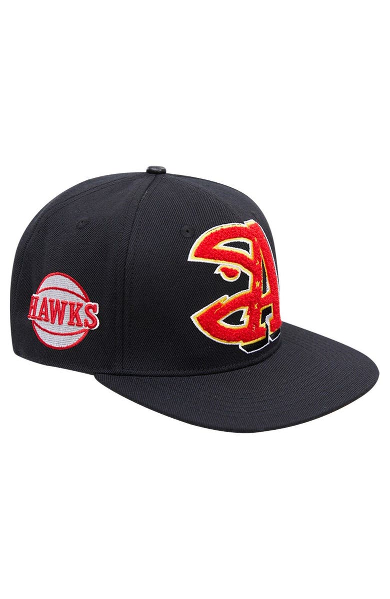 PRO STANDARD Men's Pro Standard Black Atlanta Hawks Mashup Logos Snapback Hat, Alternate, color,
