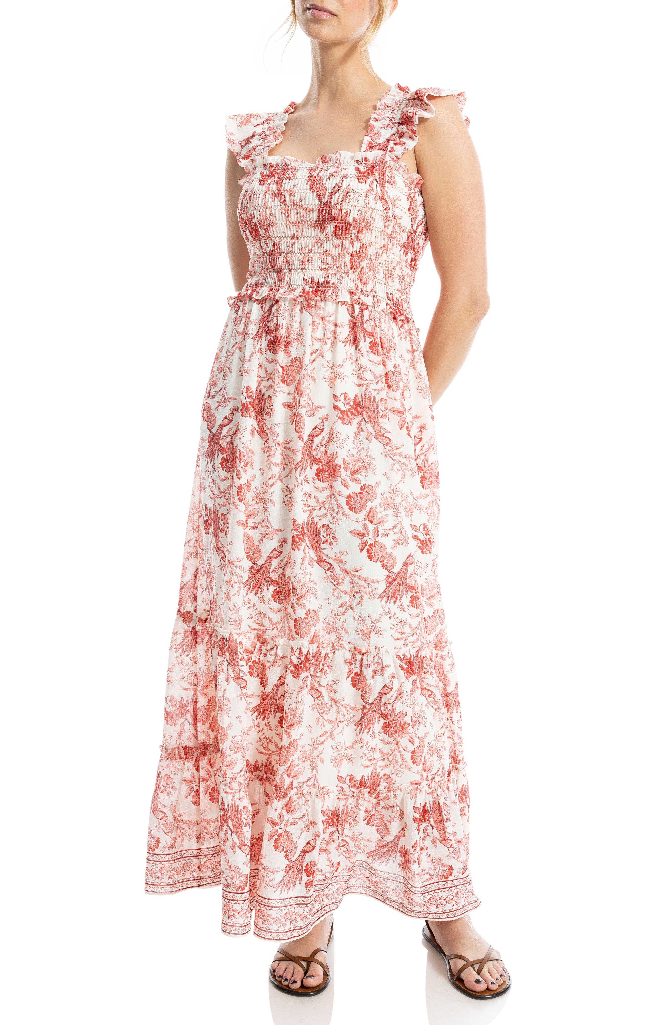 MAX STUDIO Smocked Tiered Maxi Dress