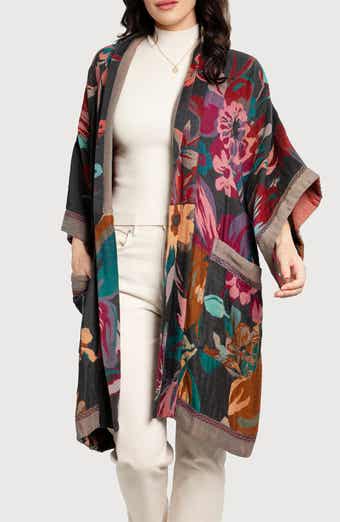 Keisha Long Floral Pattern Duster Jacket