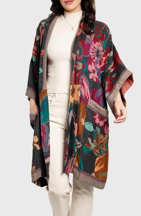 Keisha Long Floral Pattern Duster Jacket