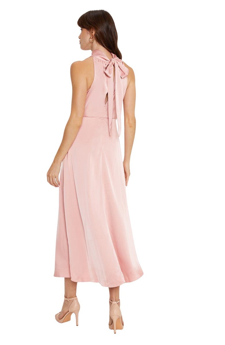 Oasis Satin Halter Neck Midi Bridesmaid Dress, Alternate, color, Blush