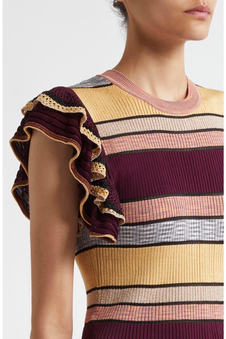 Cecile Metallic Stripe Knit Top, Alternate, color, SUNDOWN