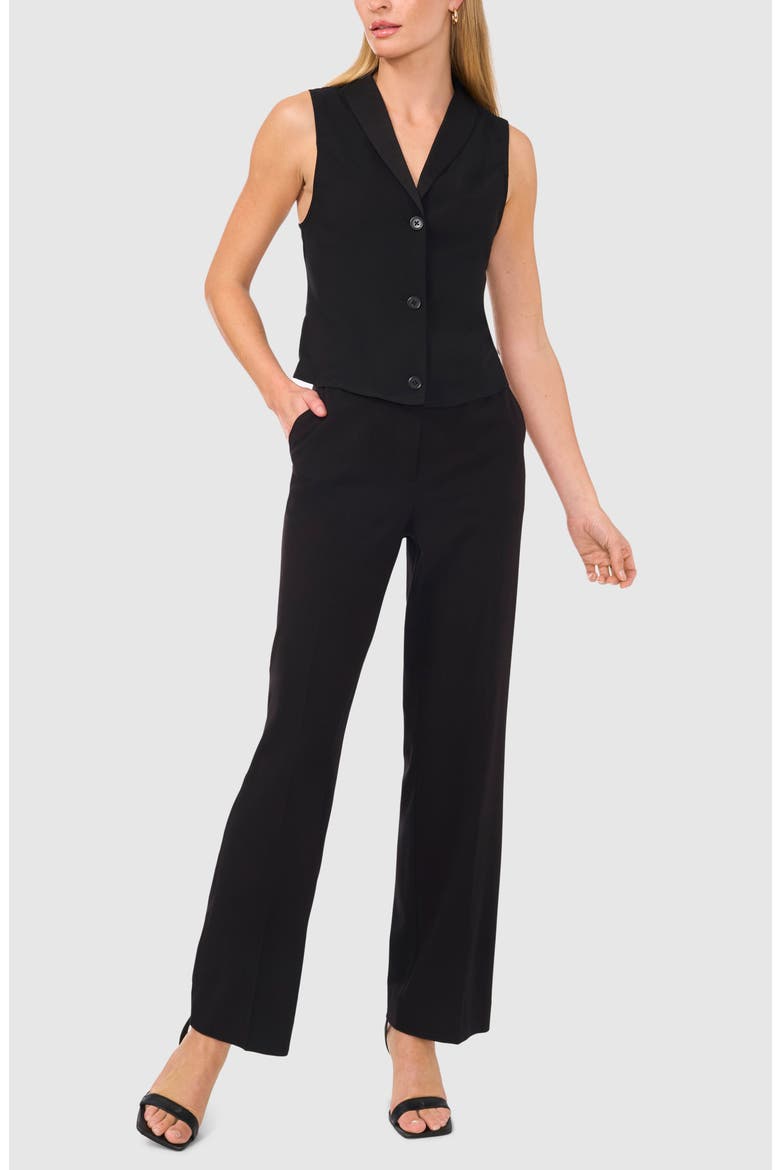 Shawl Collar Crepe Vest, Alternate, color, RICH BLACK