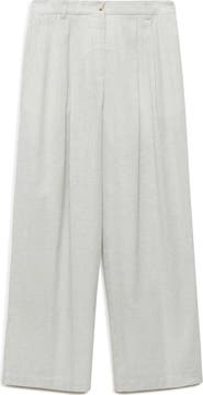 MANGO Straight Fit Cotton & Linen Suit Pants
