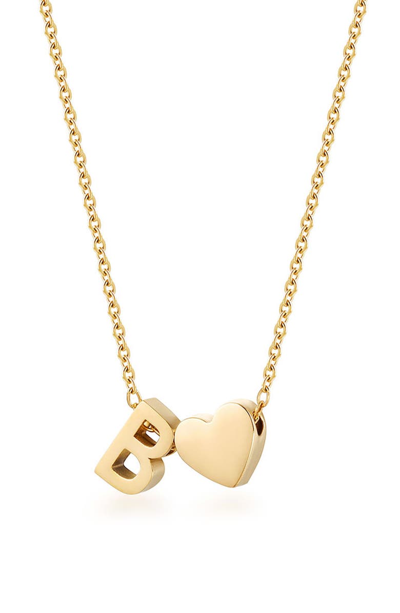 Jane Basch Designs Initial Heart Pendant Necklace, Main, color, Yellow-B