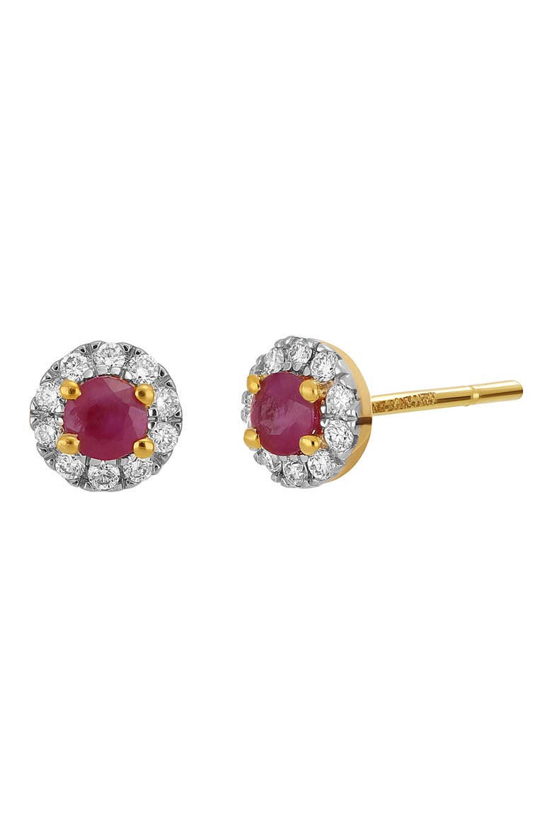 Ruby & Diamond Stud Earrings (Nordstrom Exclusive), Main, color, 18K YELLOW GOLD