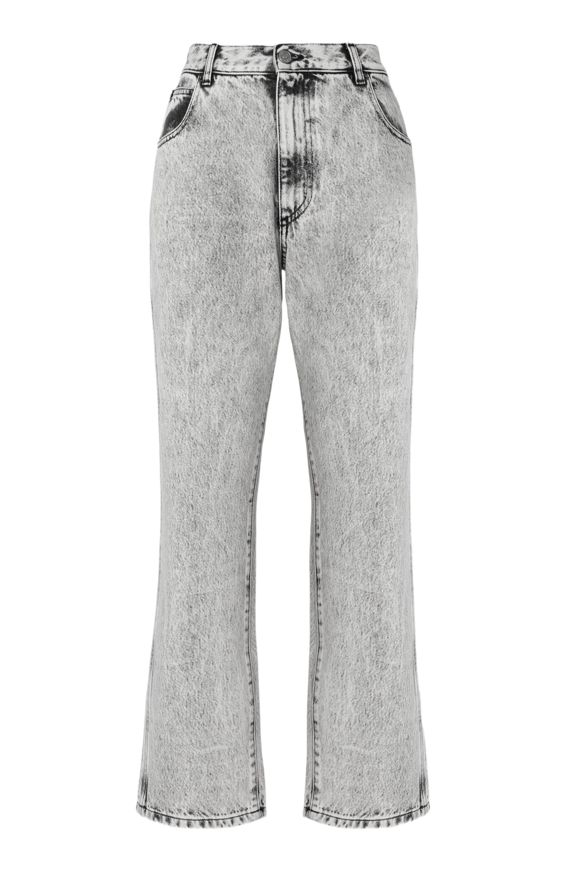 Five-pocket Mid-rise Bleached Denim Pants - image 2