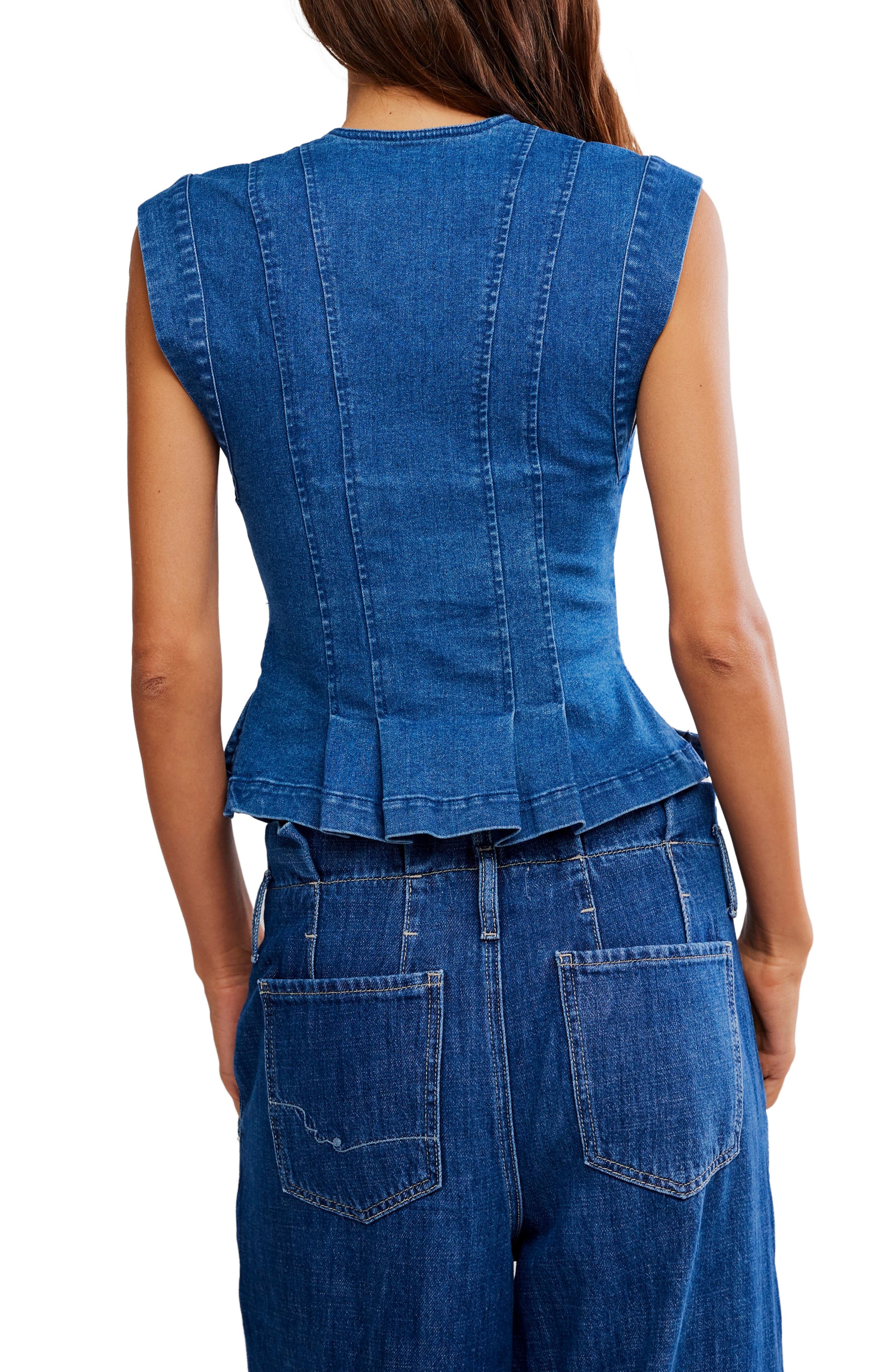 Dylan Denim Waistcoat Top - image 2