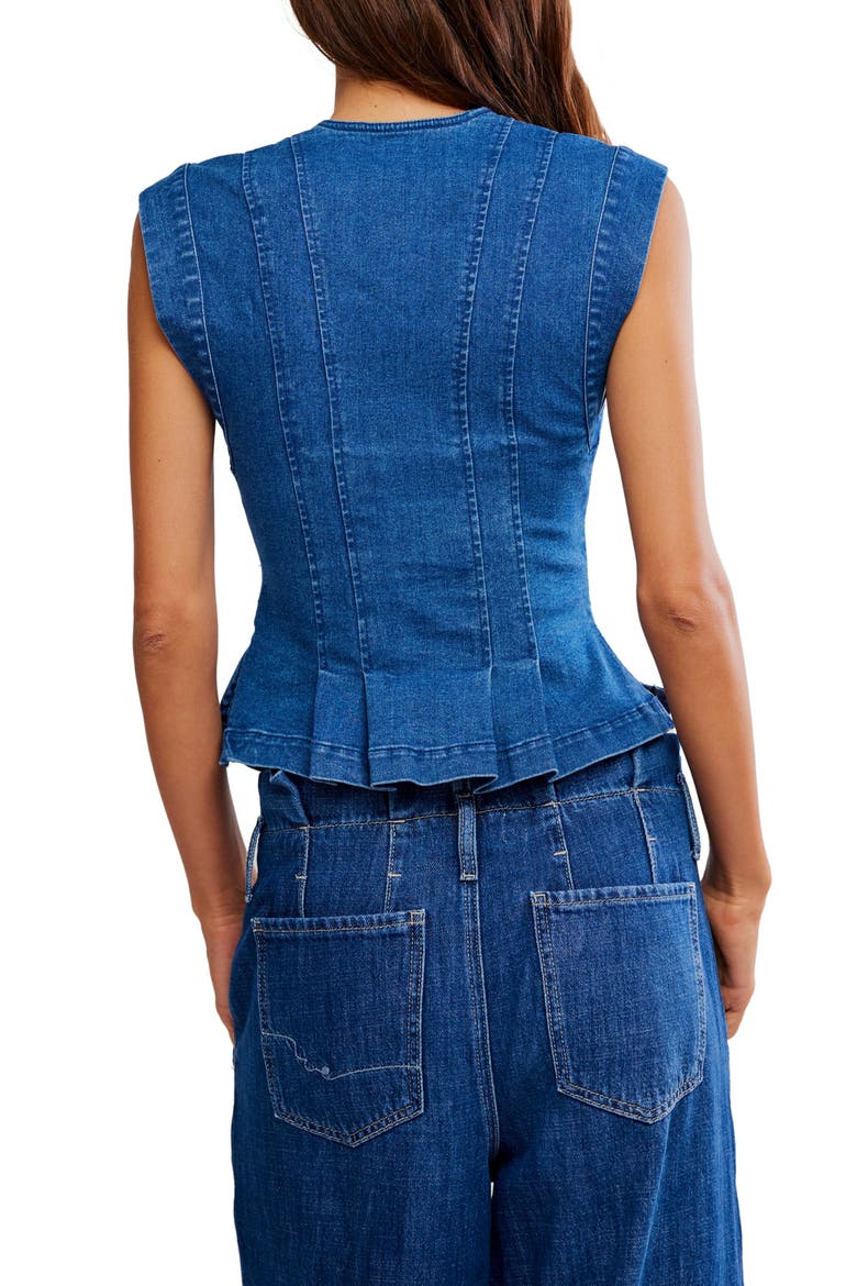 Dylan Denim Waistcoat Top, Alternate, color, MEDIUM BLUE