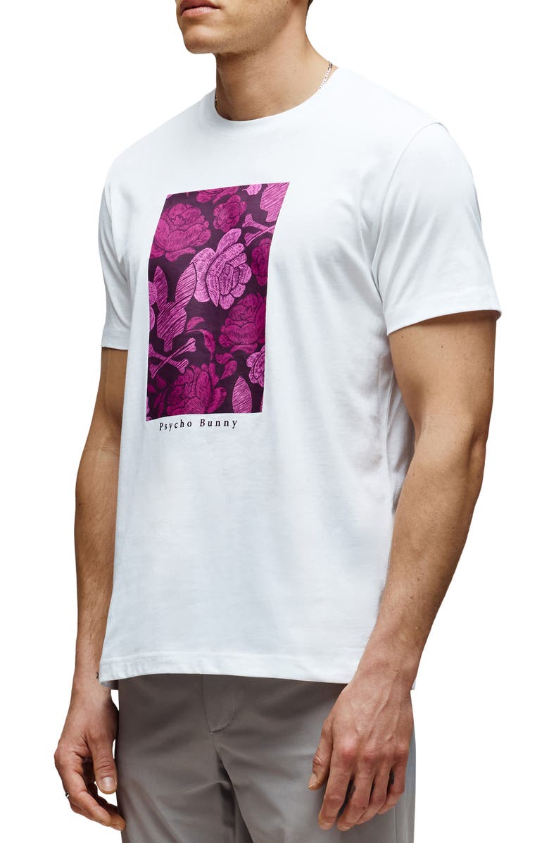Psycho Bunny Rowen Floral Bunny Pima Cotton Graphic T-Shirt, Alternate, color, White