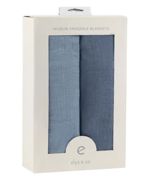 Swaddle Blanket Cotton Muslin 2 Pack In Saphhire Blue/indigo Blue