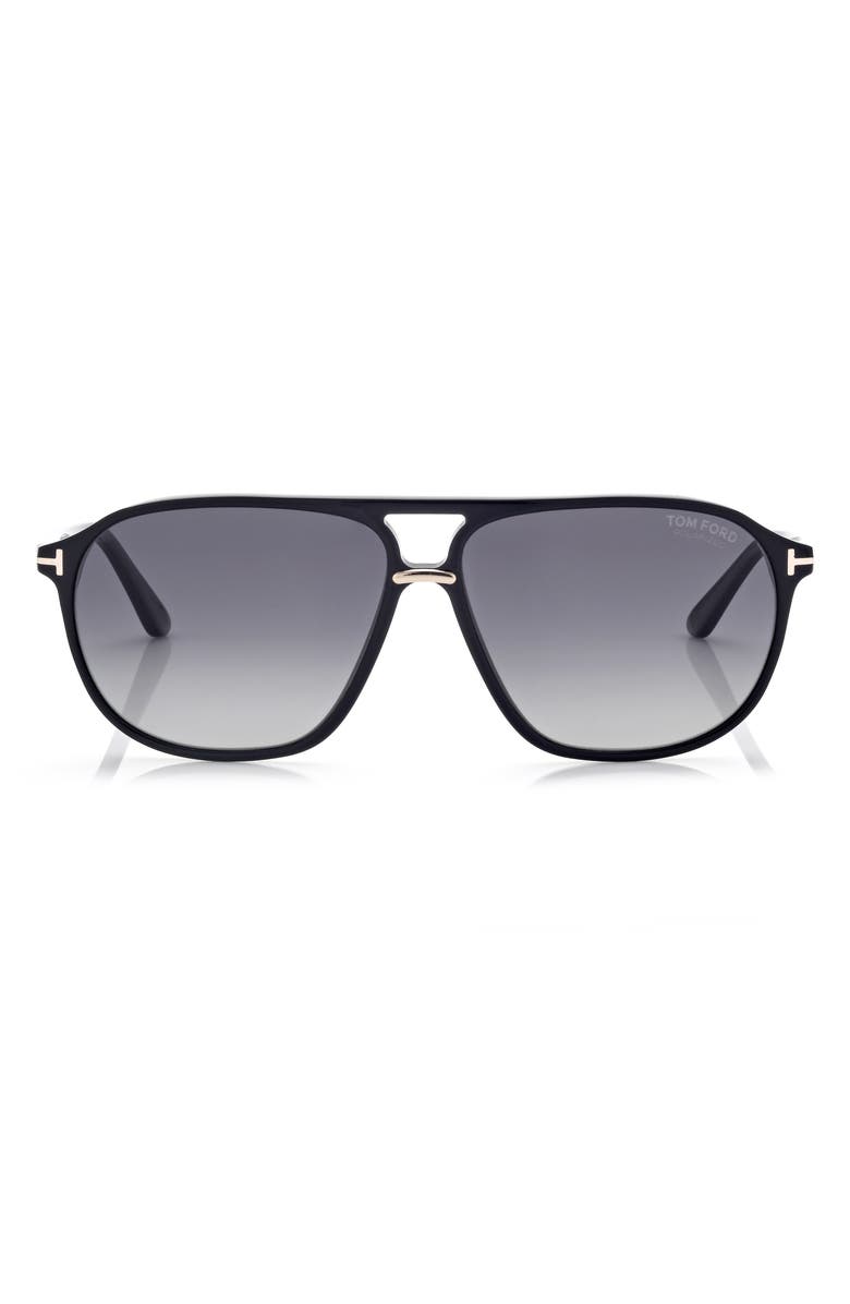 TOM FORD Bruce 61mm Polarized Navigator Sunglasses, Main, color,